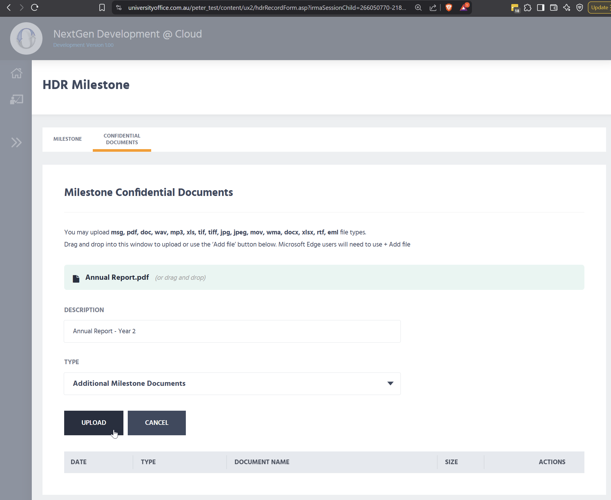 HDR Milestone Documents